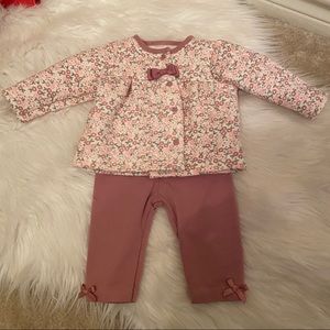 Kyle & Deena Baby Girl’s 2 Piece Floral Quilted Bow Jacket & Pant Set 0-3M